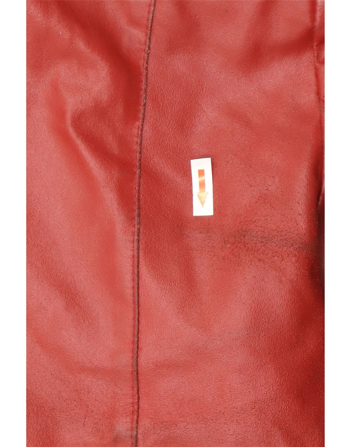 Giacca in pelle vintage da donna UK 14 media rossa