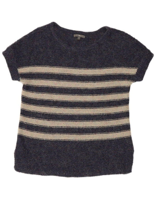 Gap Donna Maglione Girocollo Manica Corta Maglione UK 6 XS Blu Navy a Righe