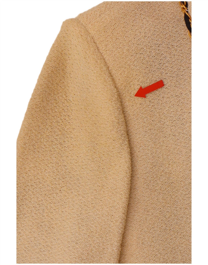 Maglione cardigan con maniche a 3/4 da donna VINTAGE US 8 lana bianca media