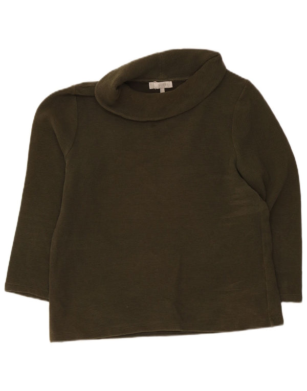 Top da donna Hobbs a collo alto a maniche lunghe UK 16 grande cotone verde