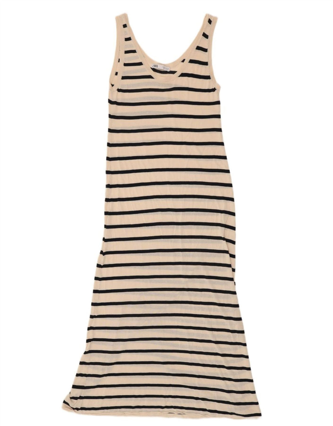 Prendisole da donna Zara UK 10 piccolo in cotone a righe bianco sporco