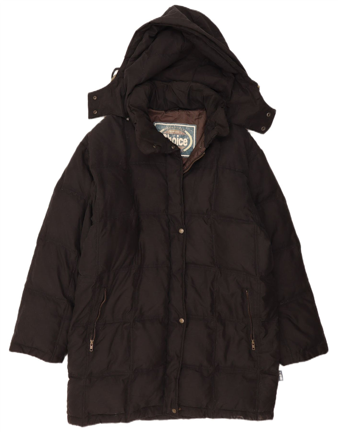 Cappotto imbottito con cappuccio da donna VINTAGE EU 50 2XL Nero Poliammide