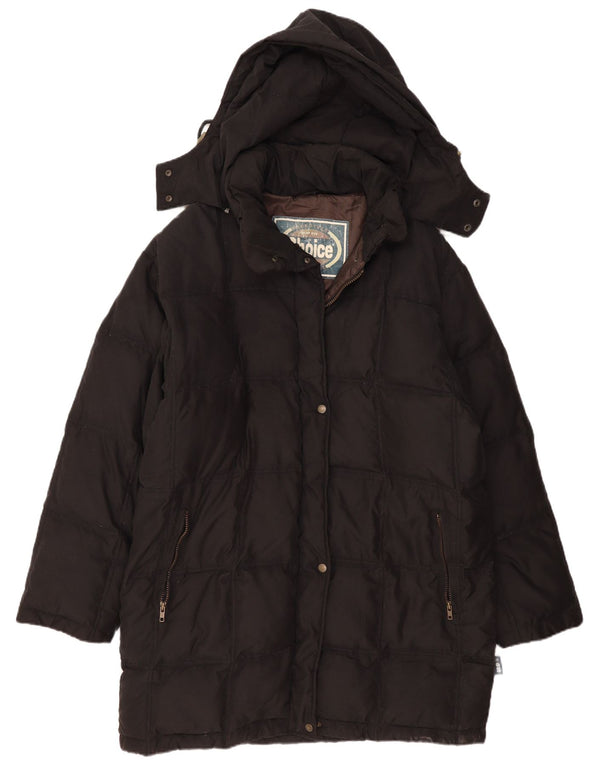 Cappotto imbottito con cappuccio da donna VINTAGE EU 50 2XL Nero Poliammide