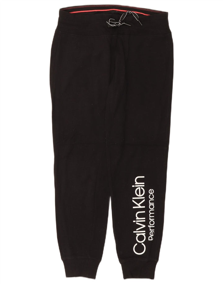 CALVIN KLEIN Pantaloni da tuta con grafica da donna Joggers UK 10 Small Nero