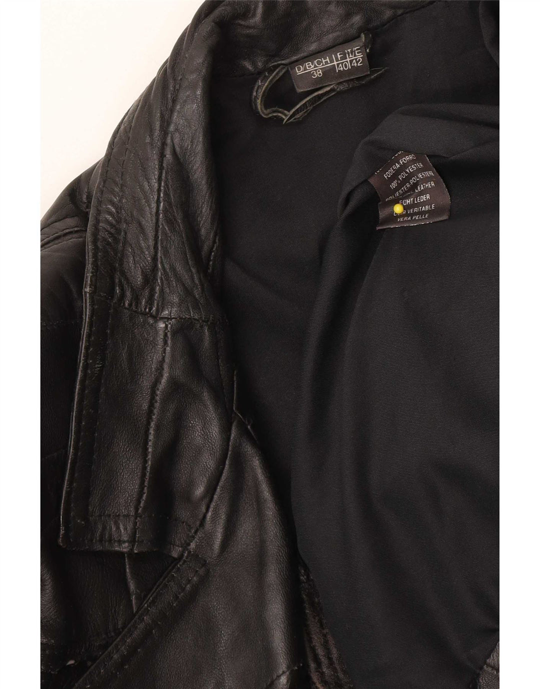 Giacca in pelle da motociclista vintage da donna IT 42 in pelle nera media