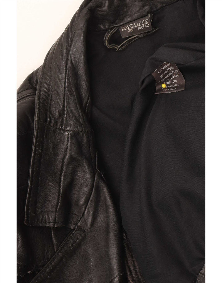 Giacca in pelle da motociclista vintage da donna IT 42 in pelle nera media