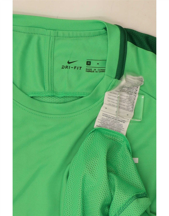 T-shirt grafica Nike Dri Fit da uomo, top in poliestere color block verde medio