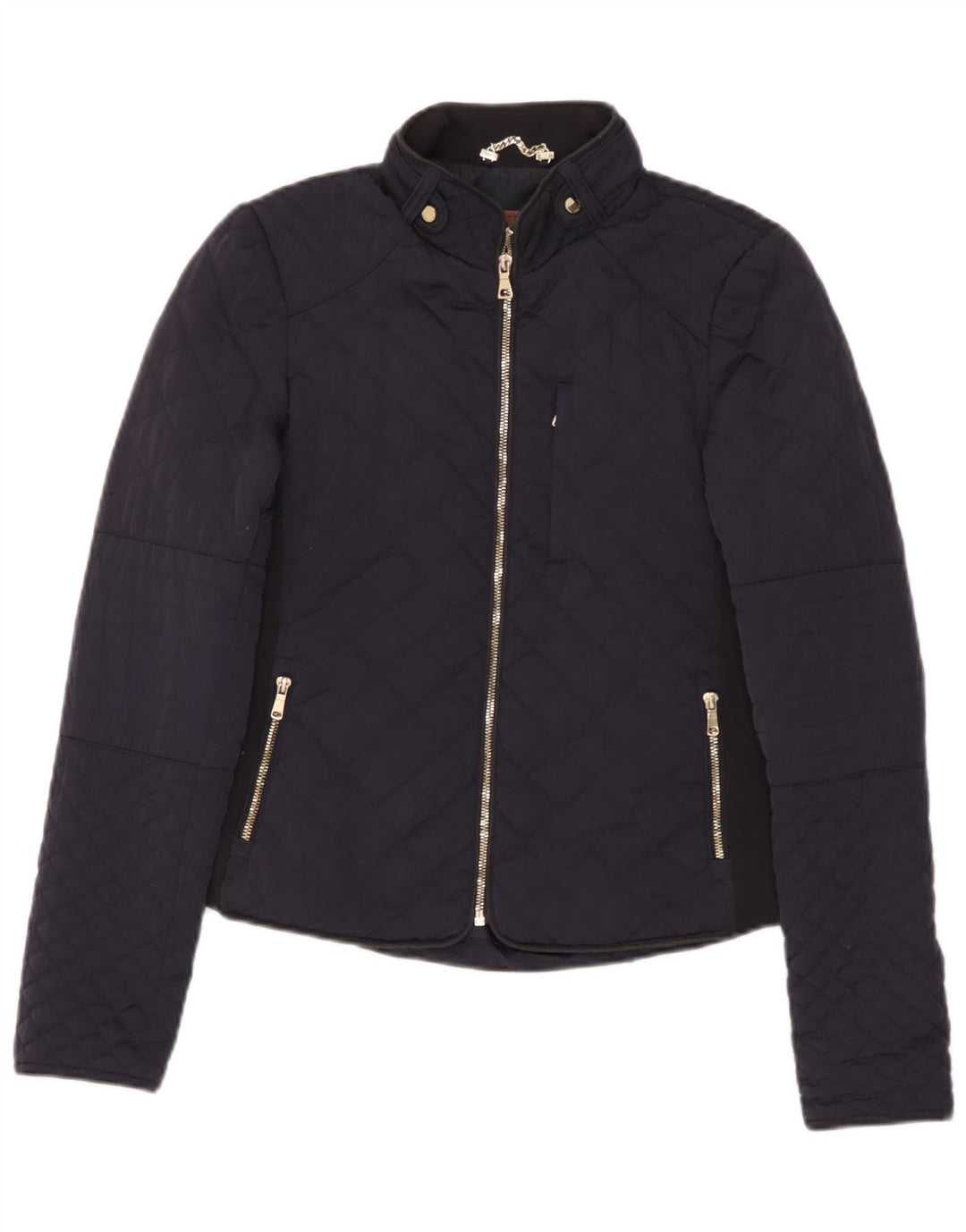 Giacca trapuntata da donna Zara UK 12 poliestere medio blu navy