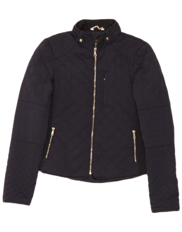 Giacca trapuntata da donna Zara UK 12 poliestere medio blu navy