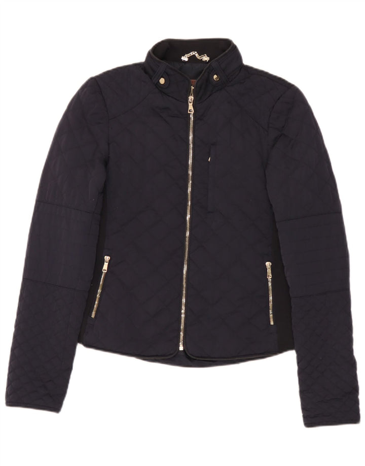 Giacca trapuntata da donna Zara UK 12 poliestere medio blu navy