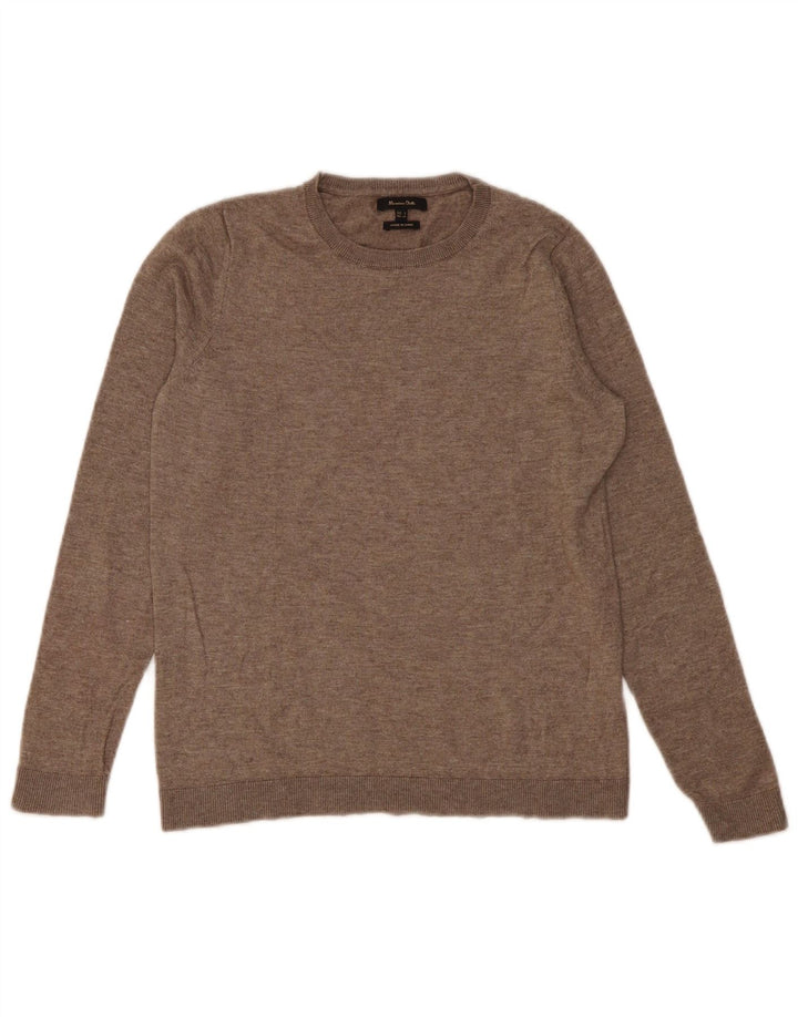 Maglione maglione girocollo da donna Massimo Dutti UK 10 piccolo lana beige