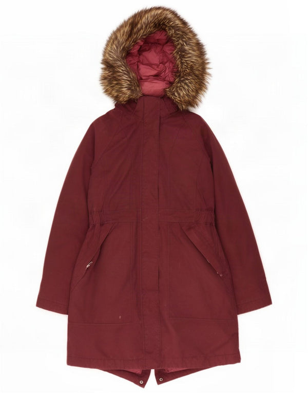 The North Face Womens Hooded Padded Parka Jacket UK 14 Medium Burgundy