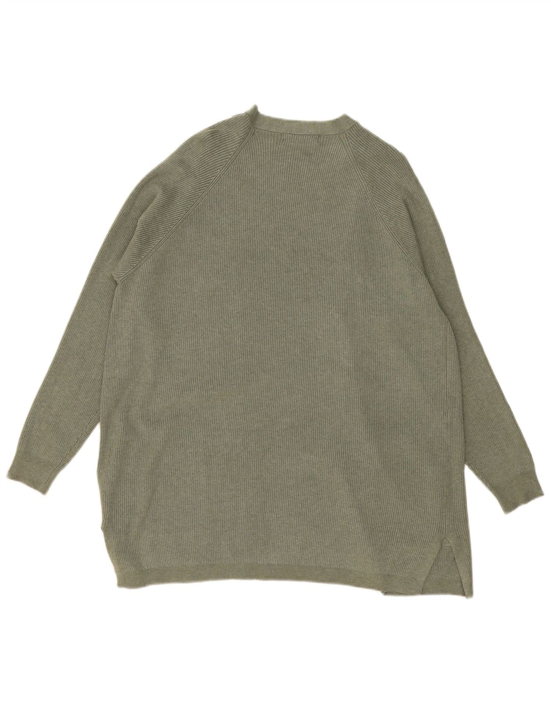 Maglione cardigan aperto oversize da donna Marks & Spencer UK 16 grande kaki