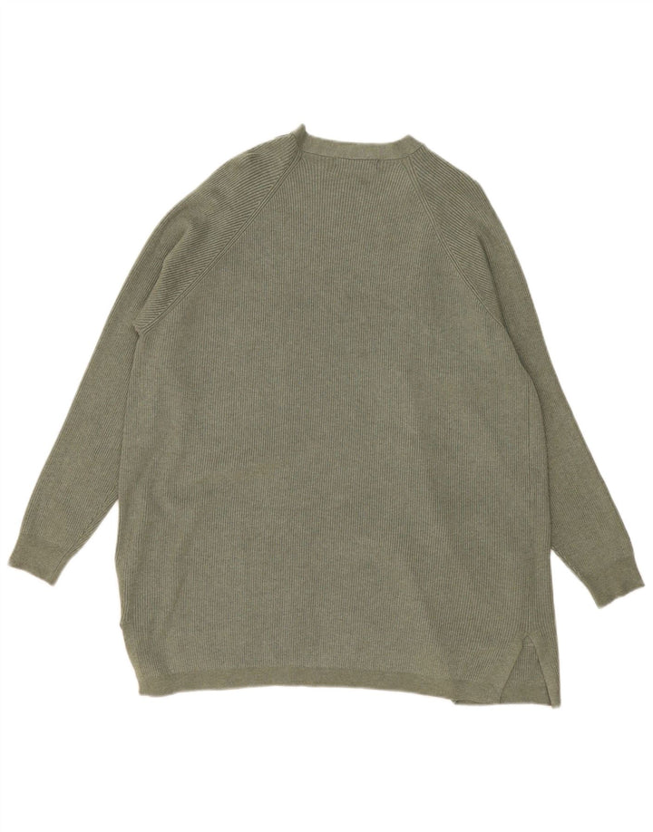 Maglione cardigan aperto oversize da donna Marks & Spencer UK 16 grande kaki