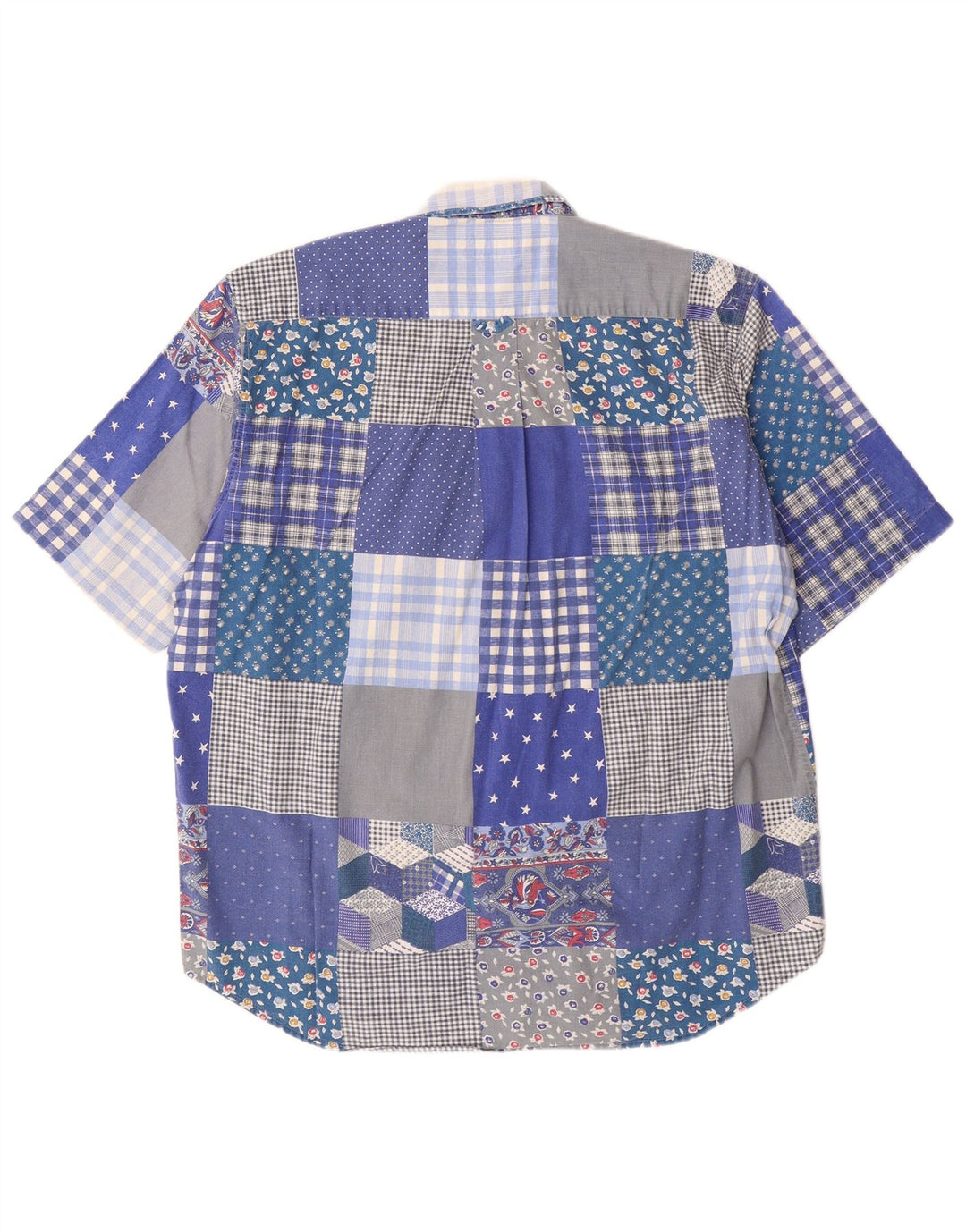 Camicia da uomo a maniche corte Sergio Tacchini grande patchwork blu