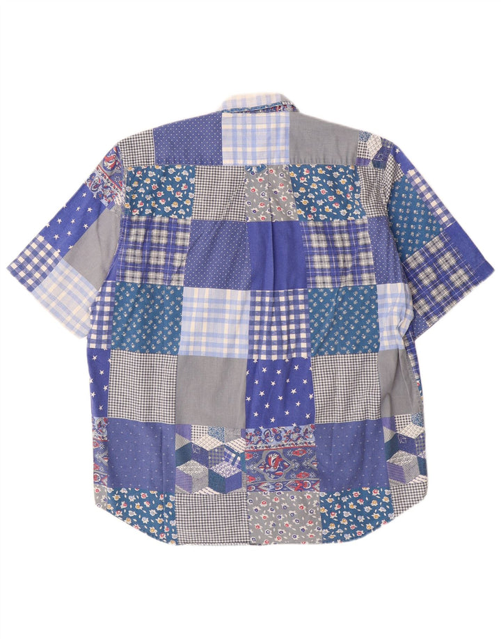 Camicia da uomo a maniche corte Sergio Tacchini grande patchwork blu