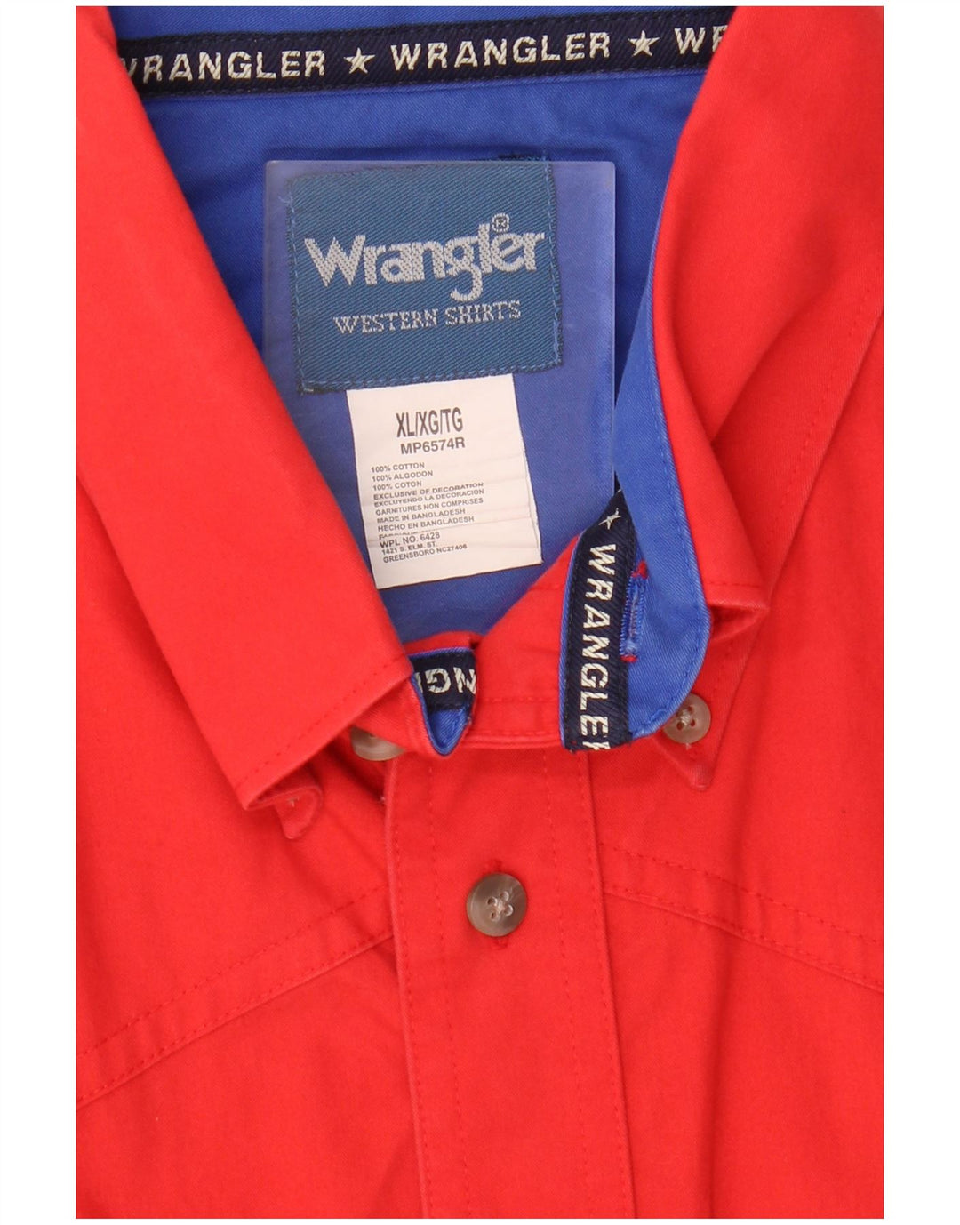 Camicia a maniche corte da uomo Wrangler XL in cotone rosso