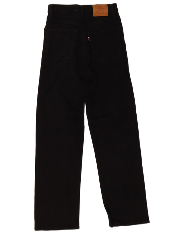 Jeans dritti a vita alta Levi's Ribcage da donna W24 L27 cotone nero