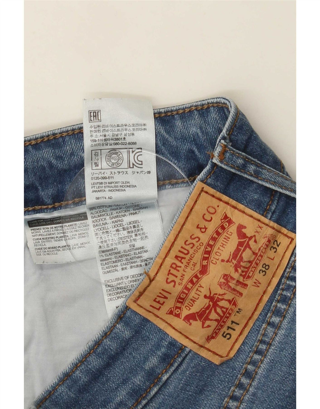 Jeans Levi's Uomo 511 Slim W38 L32 Cotone Blu