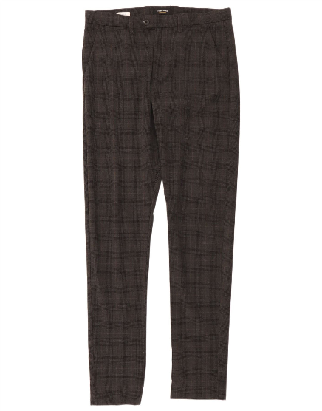 Pantaloni chino slim Marco da uomo Jack & Jones W33 L36 poliestere a quadri grigi