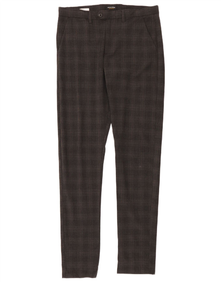 Pantaloni chino slim Marco da uomo Jack & Jones W33 L36 poliestere a quadri grigi