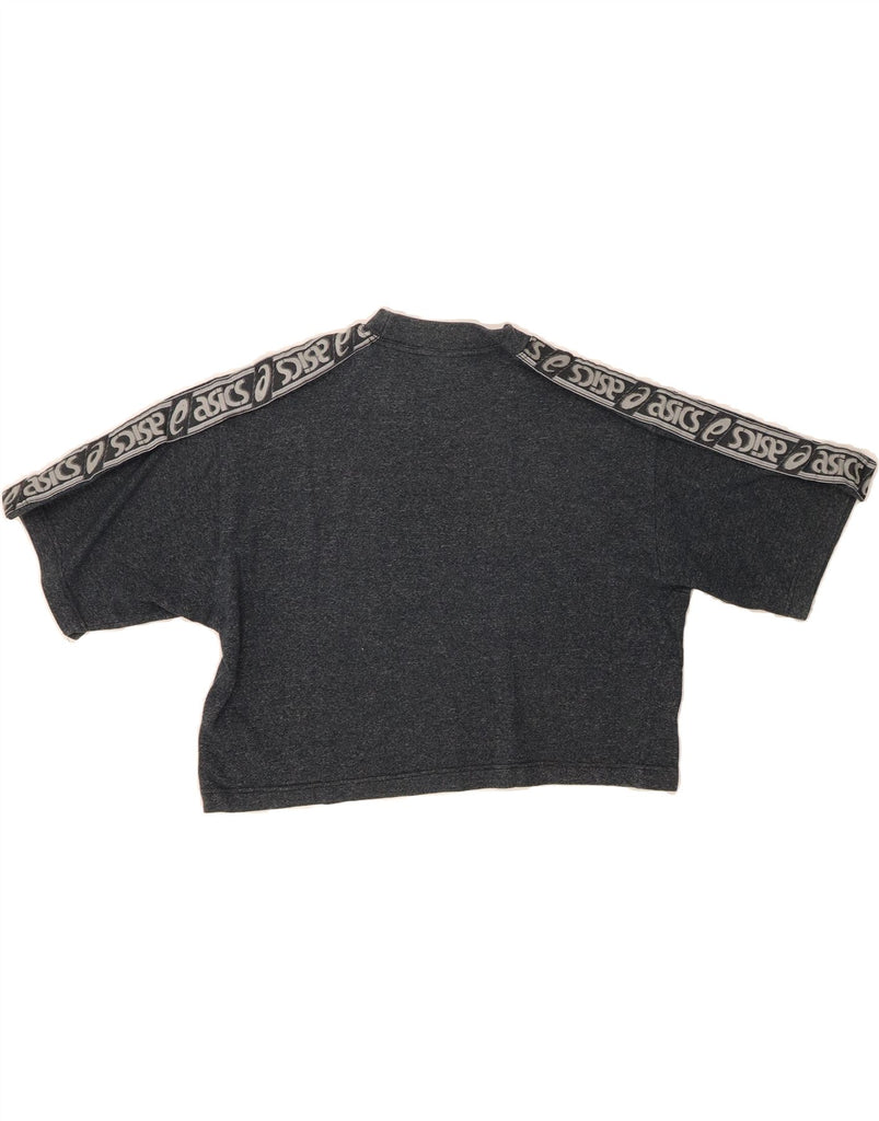 ASICS Womens Crop Graphic T-Shirt Top UK 14 Medium Grey Cotton Vintage Asics and Second-Hand Asics from Messina Hembry 