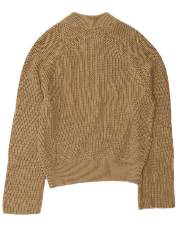 Calvin Klein Jeans maglione da donna con collo a tartaruga grafico UK 6 XS Beige