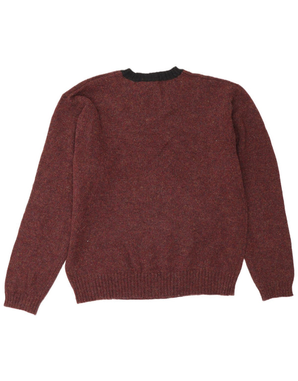 Maglione da uomo con scollo a V Old Navy XL Lana color block bordeaux