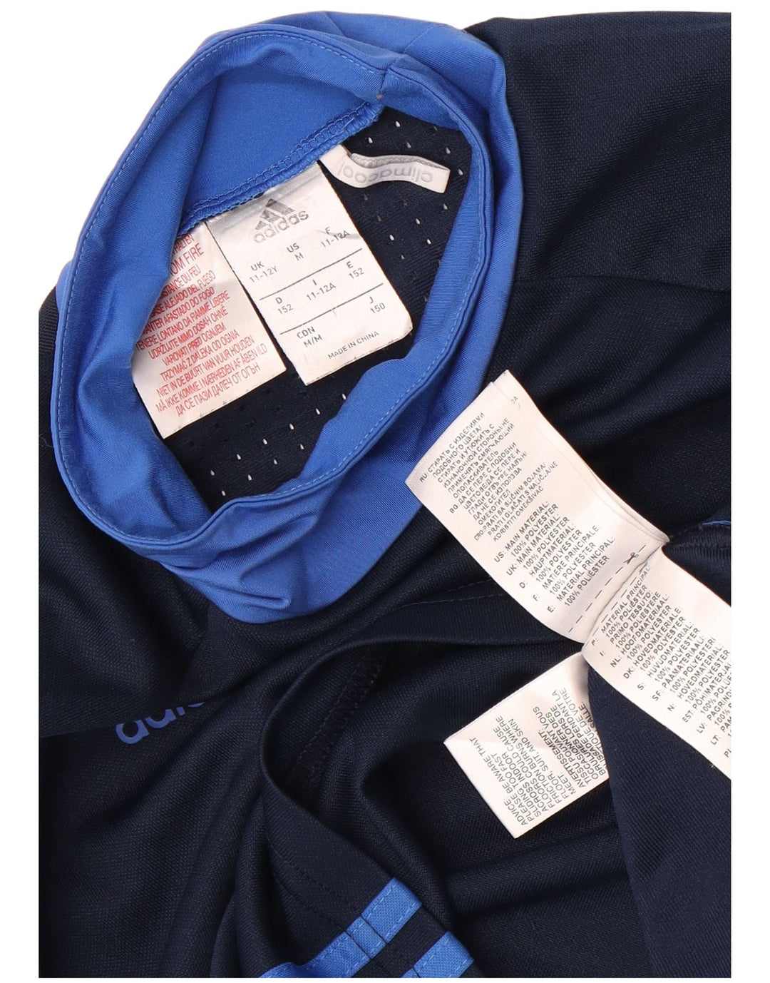 Maglia Adidas Climacool da ragazzo a manica lunga 11-12 anni blu navy color block