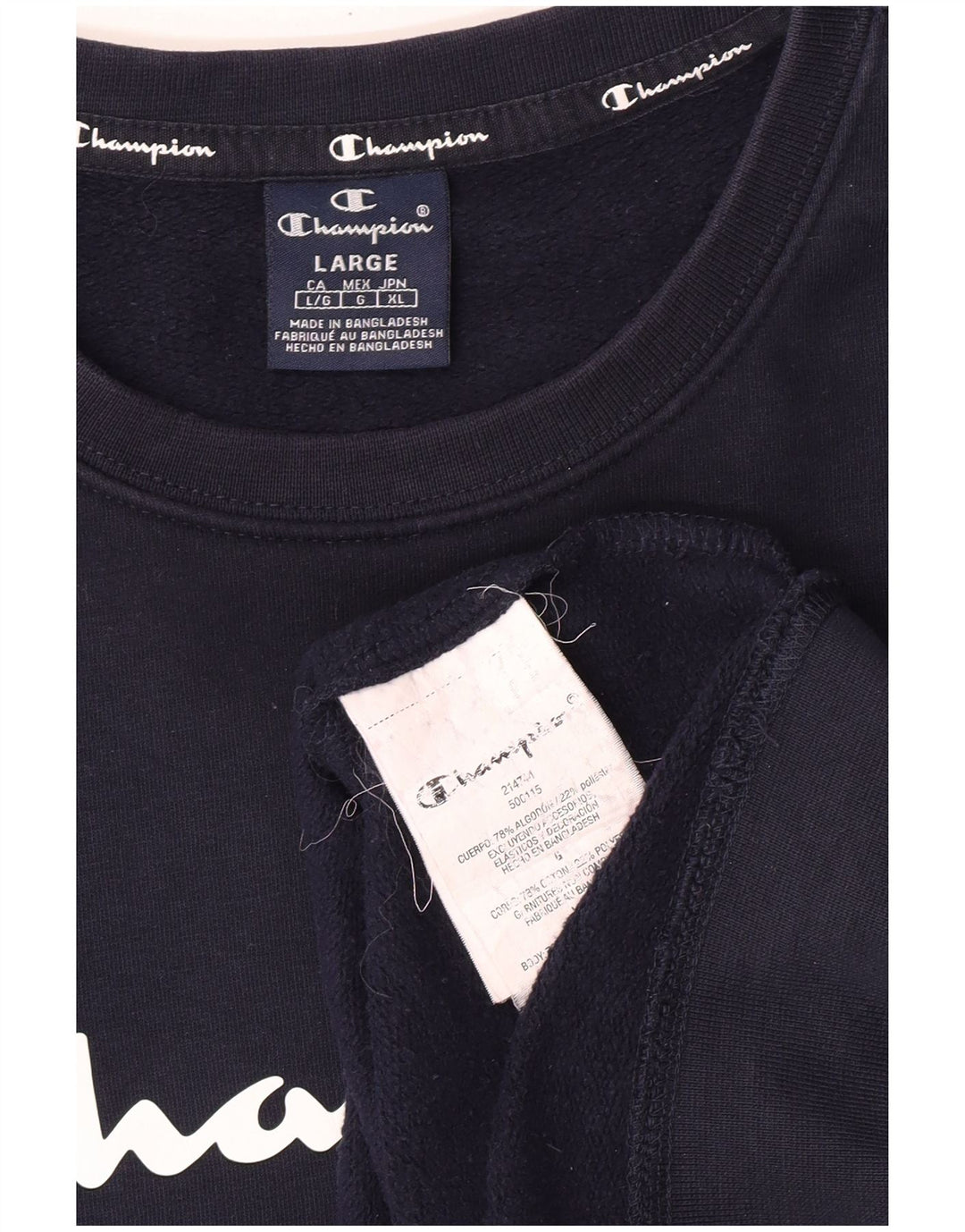 Felpa da uomo Champion Maglione grande in cotone blu navy
