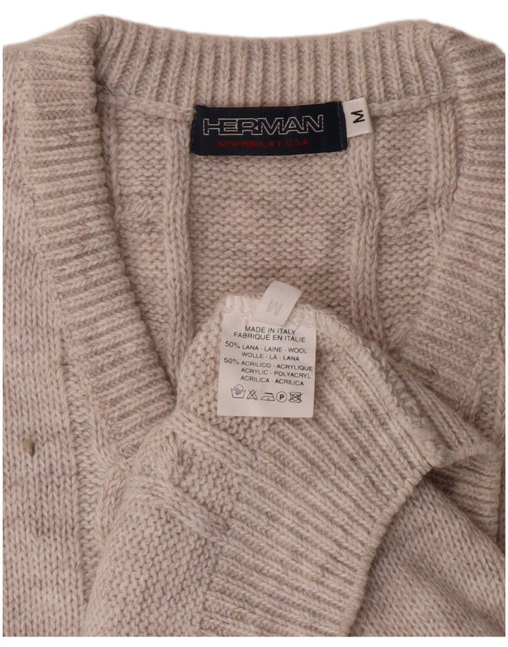 Maglione Herman da uomo con scollo a V in lana grigio medio