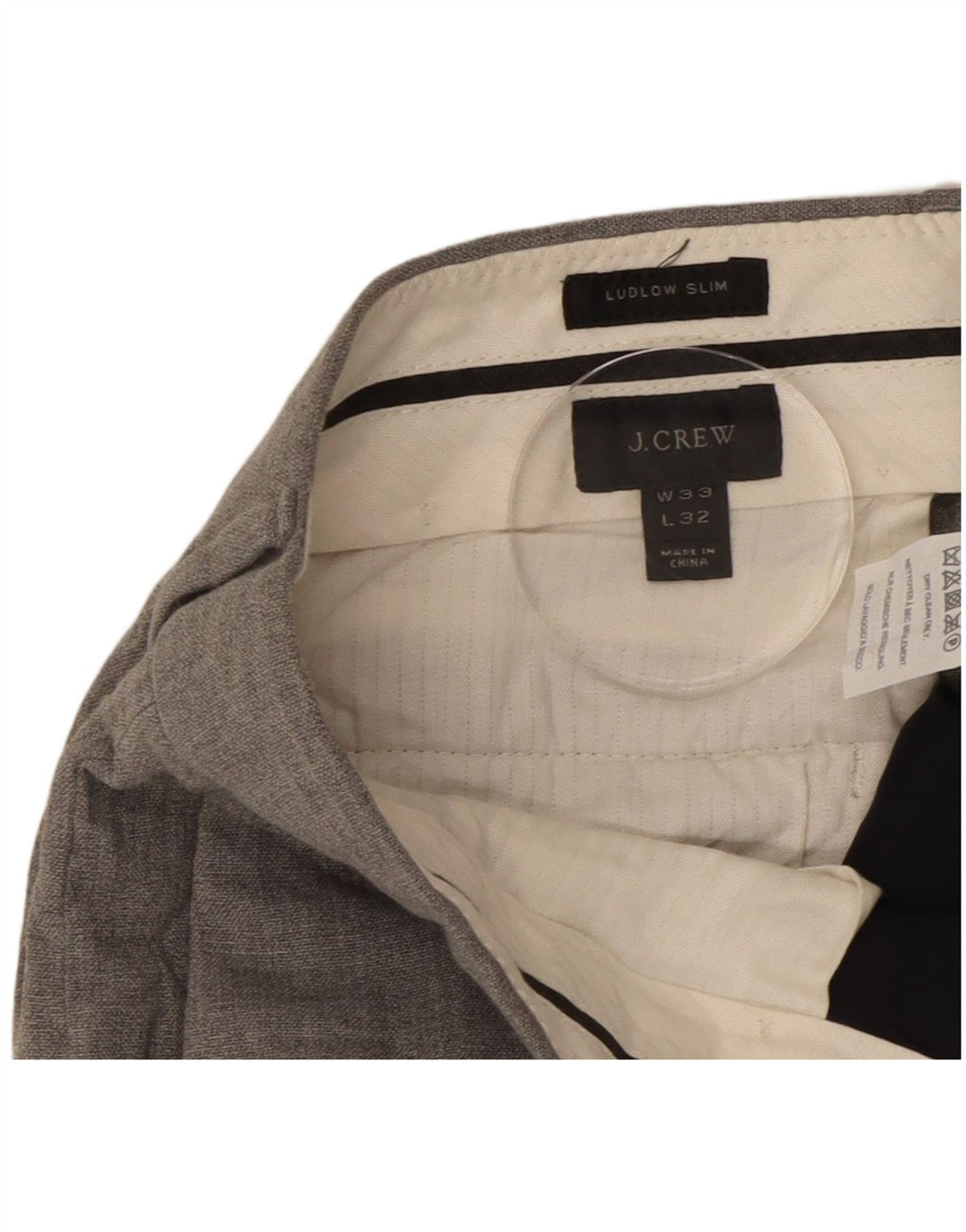 Pantaloni da abito slim Ludlow da uomo J. Crew W33 L30 lana grigia