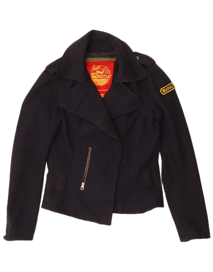 Giacca blazer da donna Replay UK 16 grande in lana blu navy