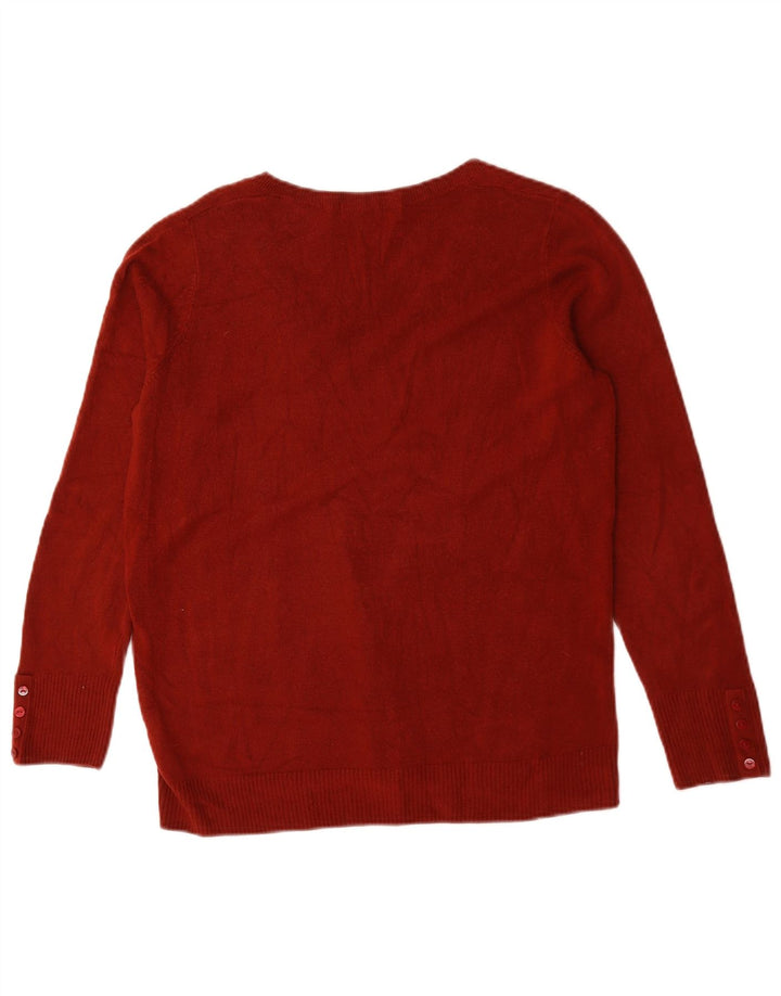 Maglione da donna con scollo a V Marks & Spencer UK 16 grande acrilico rosso