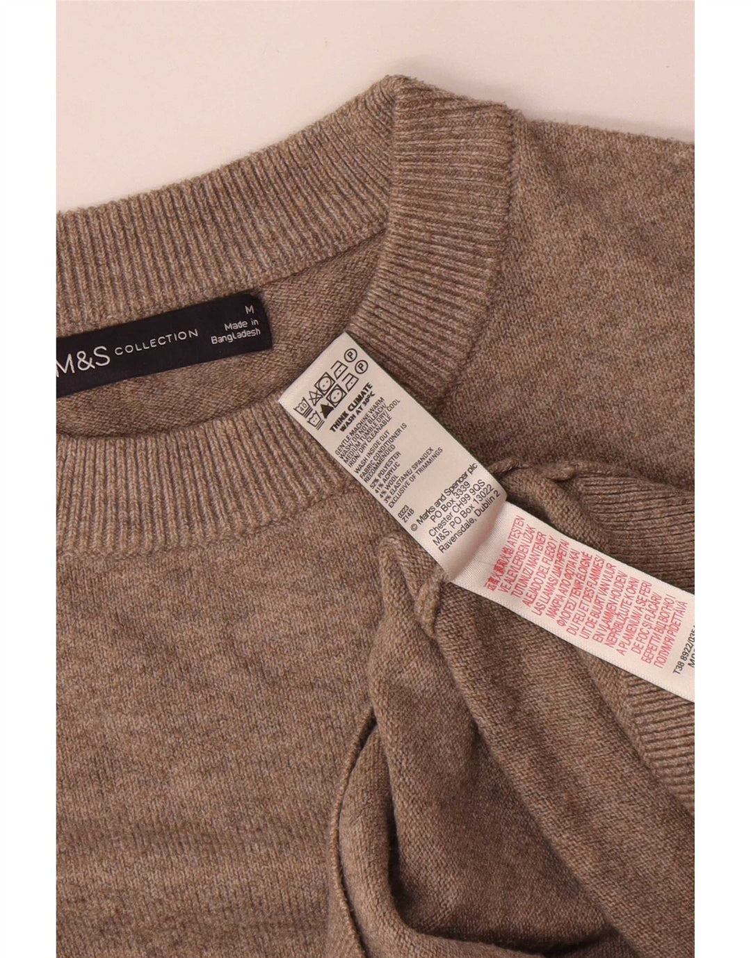 Maglione maglione girocollo da donna Marks & Spencer UK 14 Poliestere grigio medio