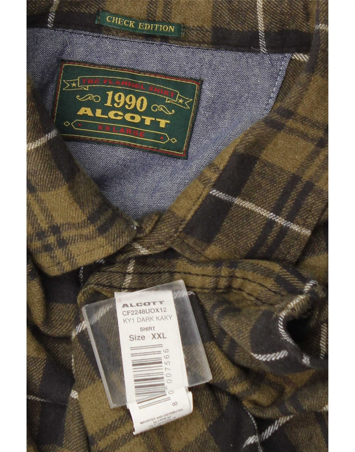 Camicia in flanella da uomo Alcott 2XL cotone a quadri kaki