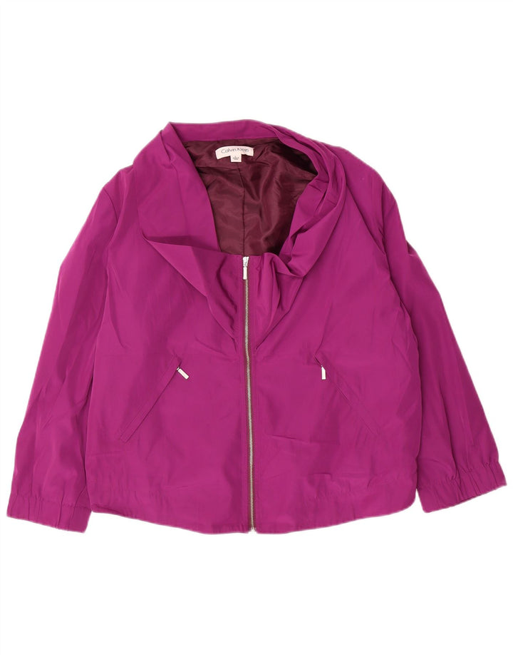 Bomber da donna con maniche a 3/4 Calvin Klein UK 16 Large Viola Poliestere