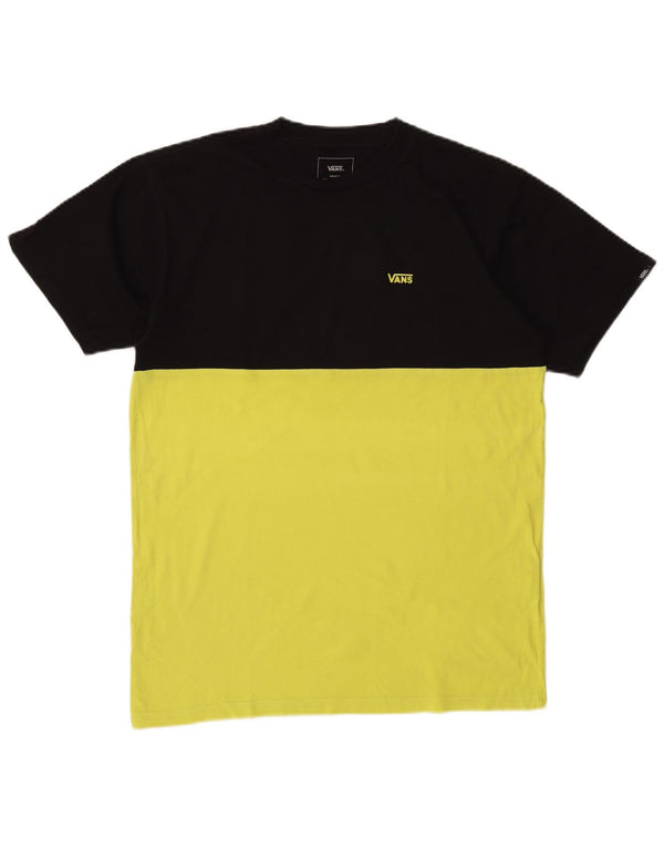 Vans Mens Classic Fit T-Shirt Top Medium Yellow Colourblock Cotton