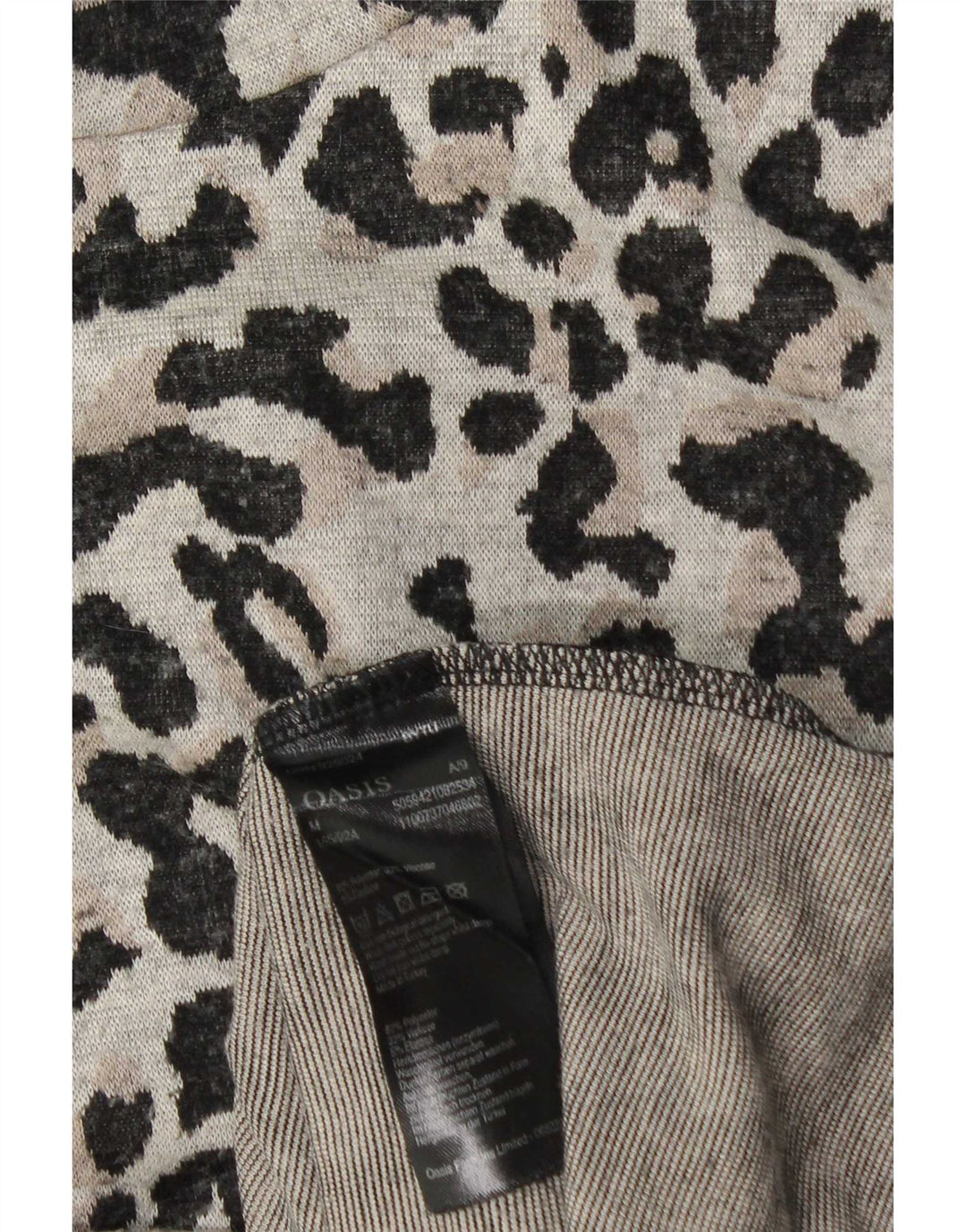 Top da donna a maniche lunghe Oasis UK 14 Poliestere con stampa animalier grigio medio