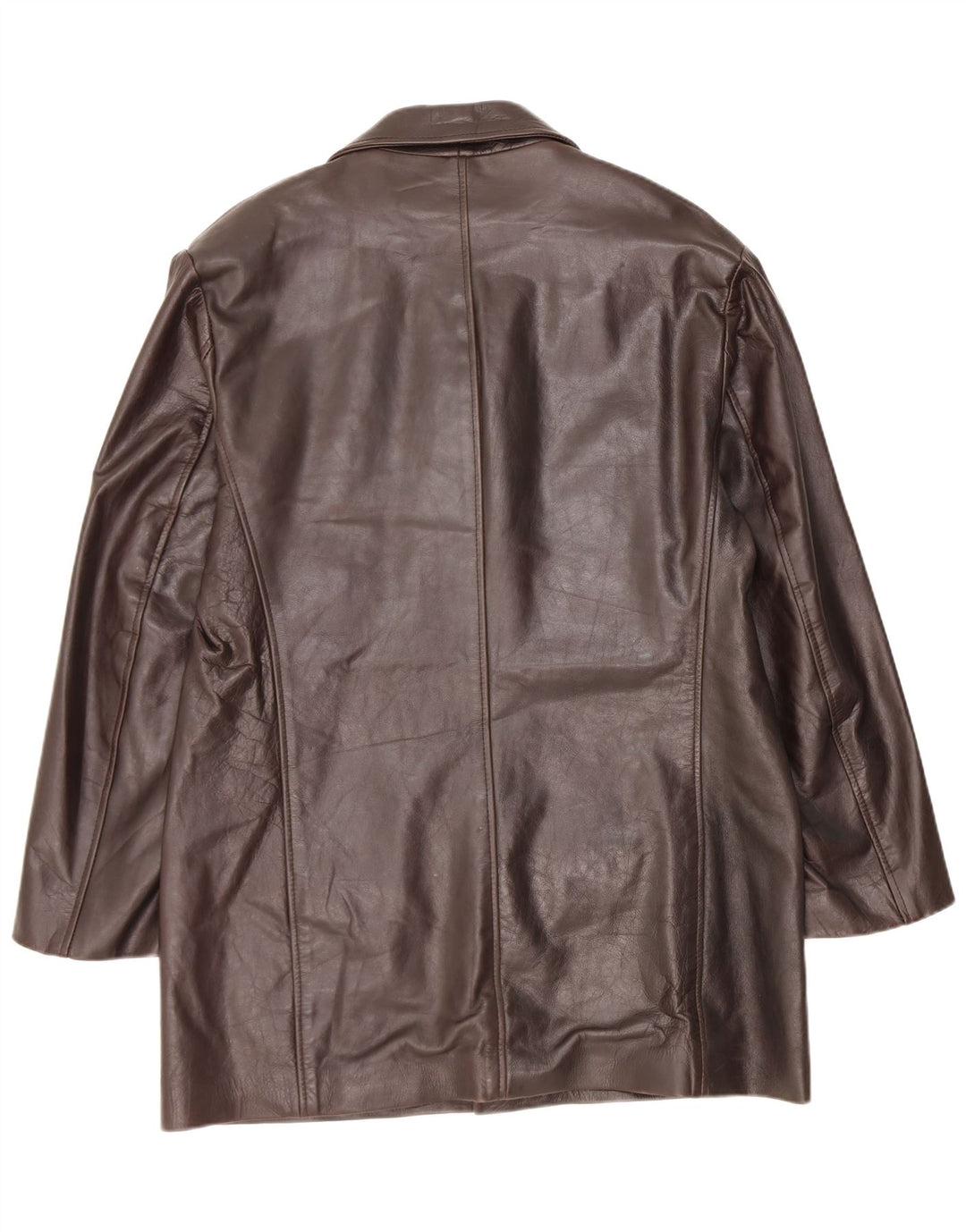 Cappotto in pelle vintage da donna UK 18 XL Marrone