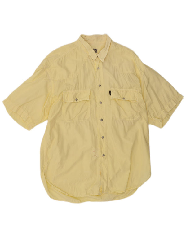 Camicia da uomo a maniche corte Cassuci XL in cotone giallo