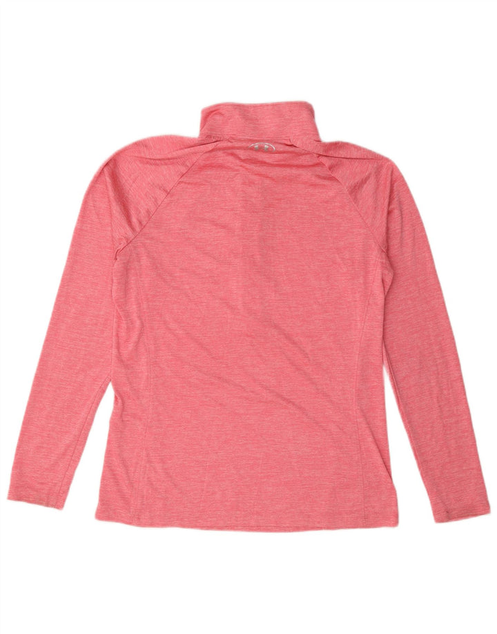 Under Armour Top da donna con zip e collo a maniche lunghe UK 16 Large Rosa