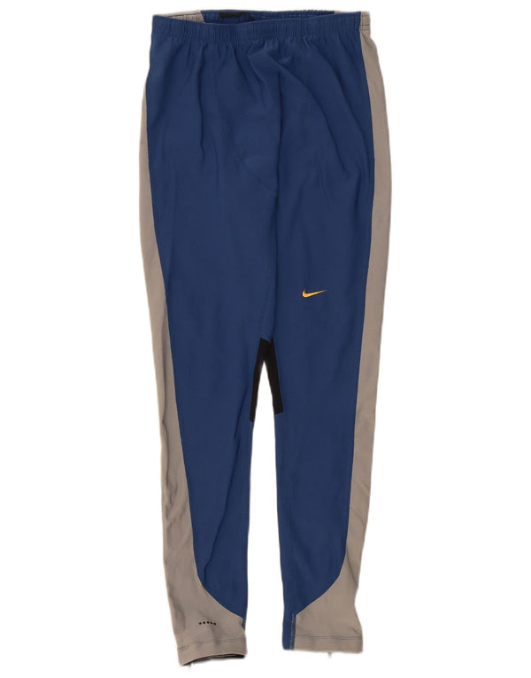 Pantaloni della tuta da donna Nike UK 14 Large Blu Colourblock Poliestere