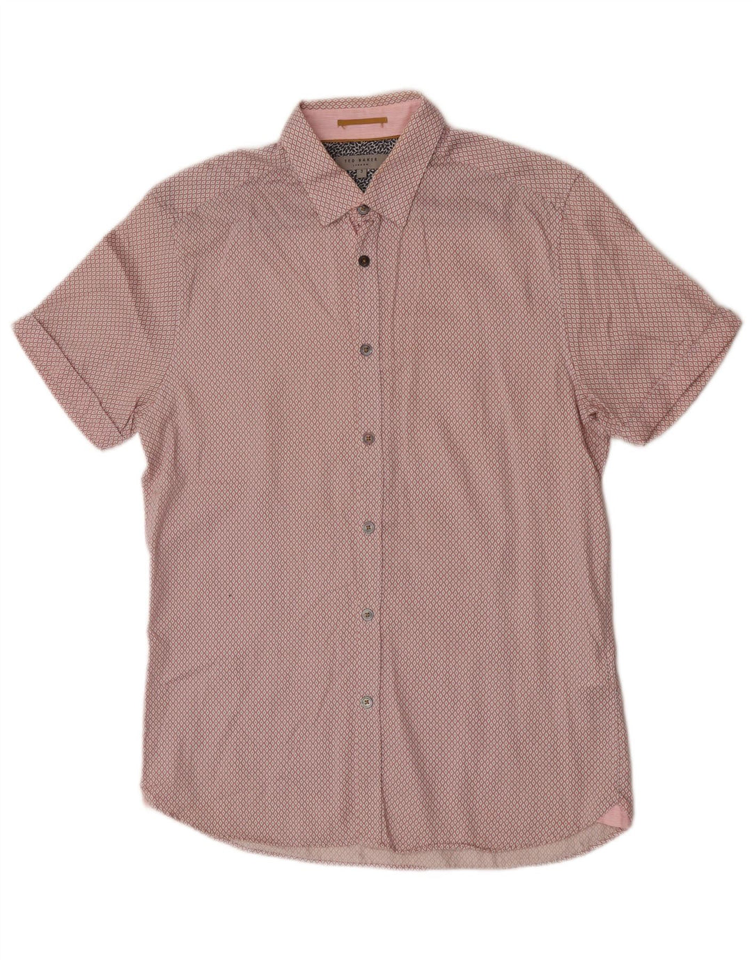 Ted Baker Camicia a maniche corte da uomo Taglia 3 Cotone a rombi/diamante rosa medio