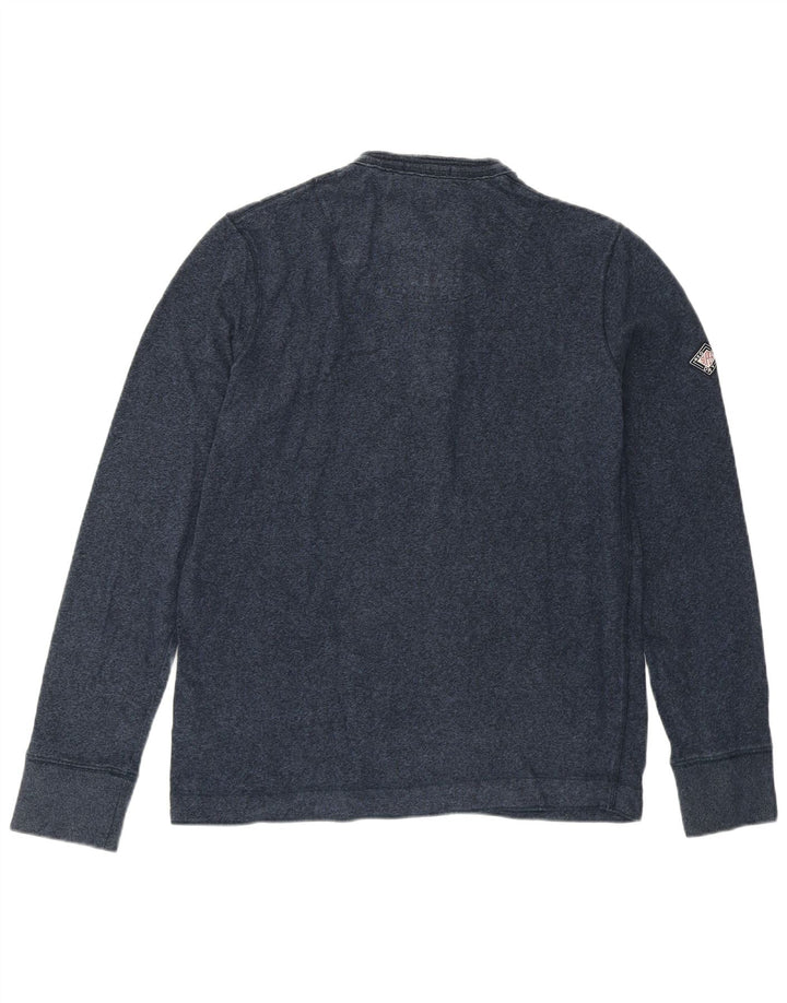 Top da uomo Superdry a maniche lunghe in cotone screziato blu navy medio