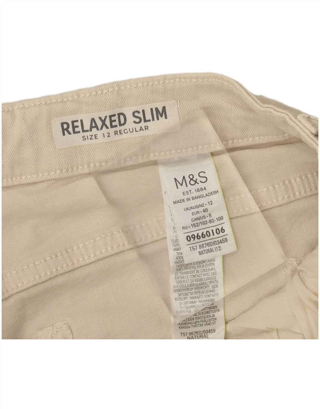 Jeans slim fit rilassati da donna Marks & Spencer UK 12 medio W30 L26 Beige