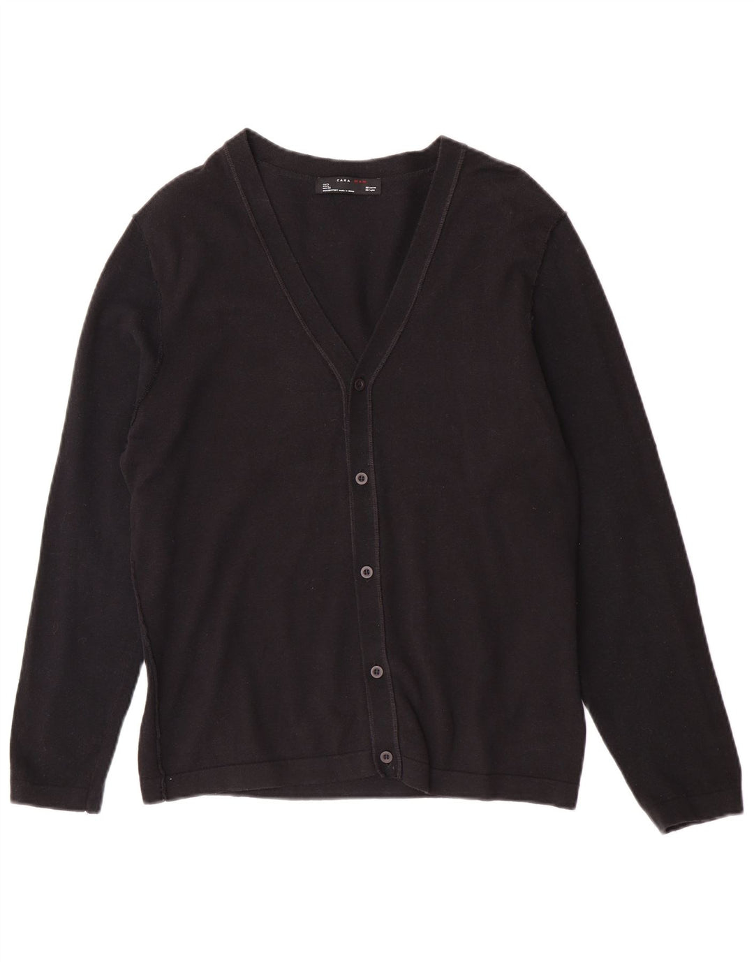 Maglione cardigan da uomo Zara grande in cotone nero