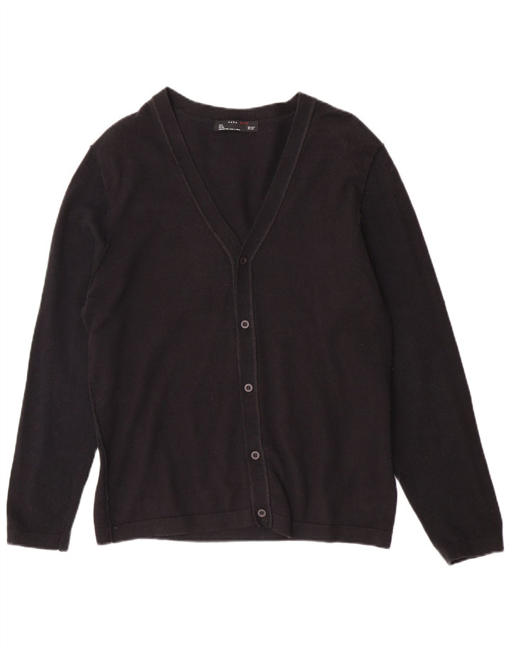 Maglione cardigan da uomo Zara grande in cotone nero