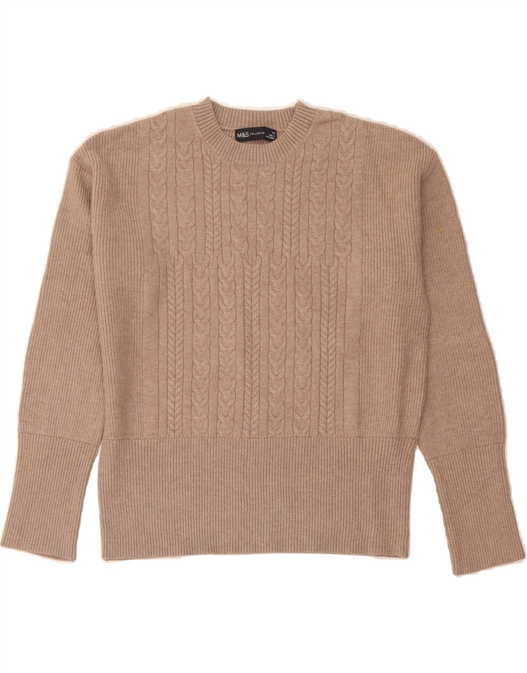 MARKS & SPENCER Womens Oversized Crew Neck Jumper Sweater UK 6 XS Beige Vintage Marks & Spencer and Second-Hand Marks & Spencer from Messina Hembry 