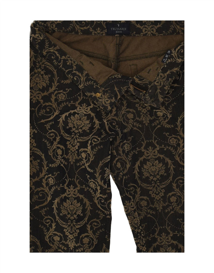 TRUSSARDI Womens Slim Casual Trousers W28 L24  Black Floral | Vintage Trussardi | Thrift | Second-Hand Trussardi | Used Clothing | Messina Hembry 